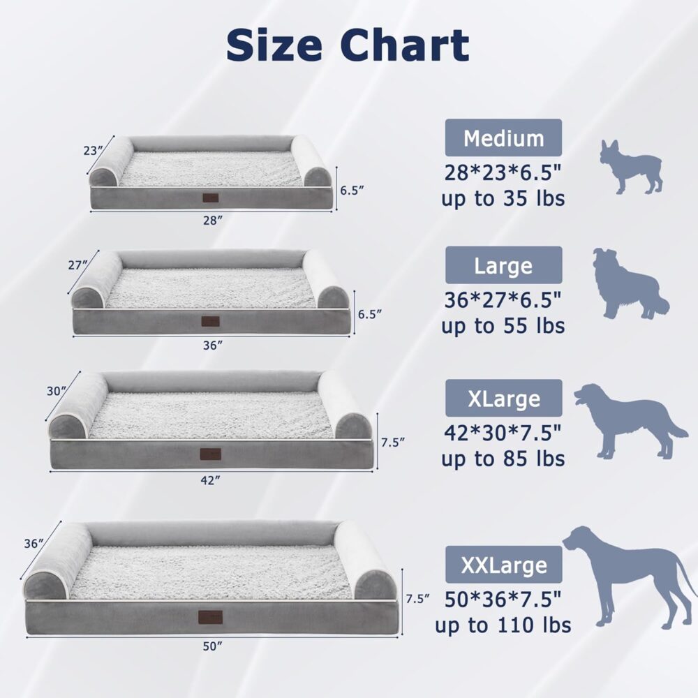 Orthopädisches Hundebett 106x76x10 cm, wasserdicht & waschbar, Hundekorb für große Hunde, grau – Bild 4