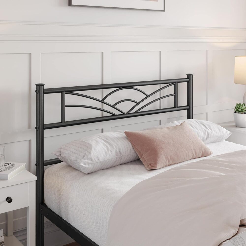 Metallbett 90x190 cm mit Lattenrost – Modernes Bettgestell für Schlafzimmer und Gästezimmer, Schwarzes Metallbett für Jugend- und Gästebett, Robust und Langlebig – Bild 4