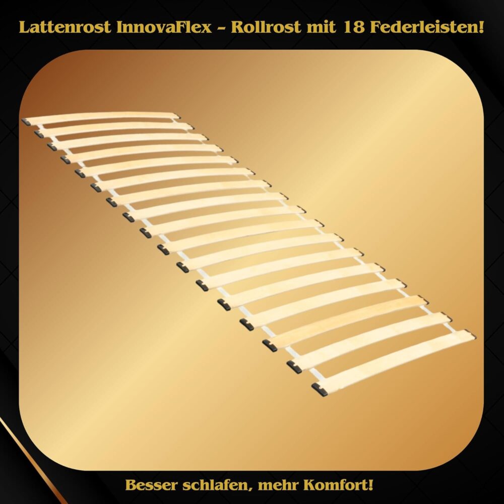 Rollrost 90x200cm: 18 Flexible Latten für optimale Unterstützung, Geräuscharme Konstruktion mit Dämpfungspads, Solider und Stabiler Lattenrost, Einfache Montage, Belastbarkeit bis 145kg. – Bild 4