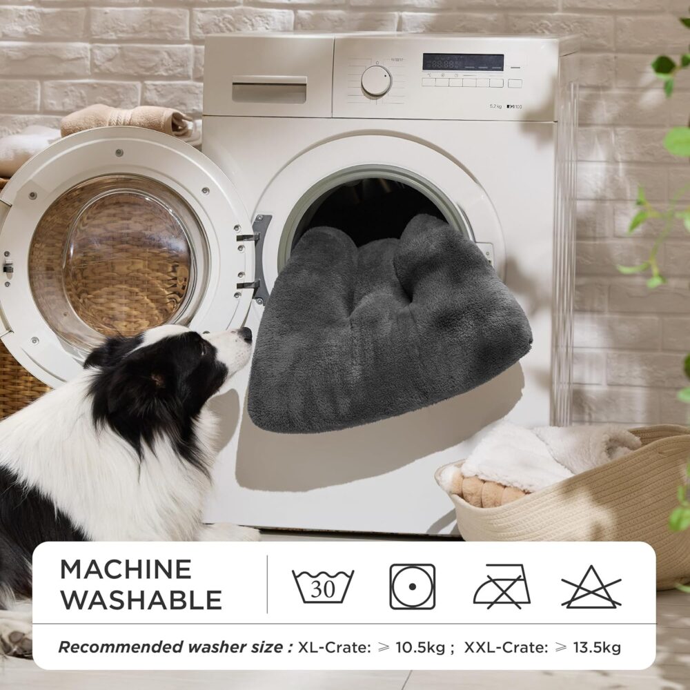 Waschbares XL Hundebett 104x69 cm grau rutschfest – Bild 4