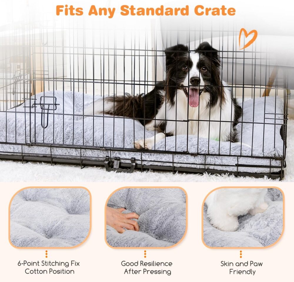 Hundebett: Waschbares XXL Hundebett (110x73x10 cm) für große Hunde – super weiches und flauschiges Anti-Angst Hundekissen mit rutschfestem Boden und Hundematte. – Bild 4