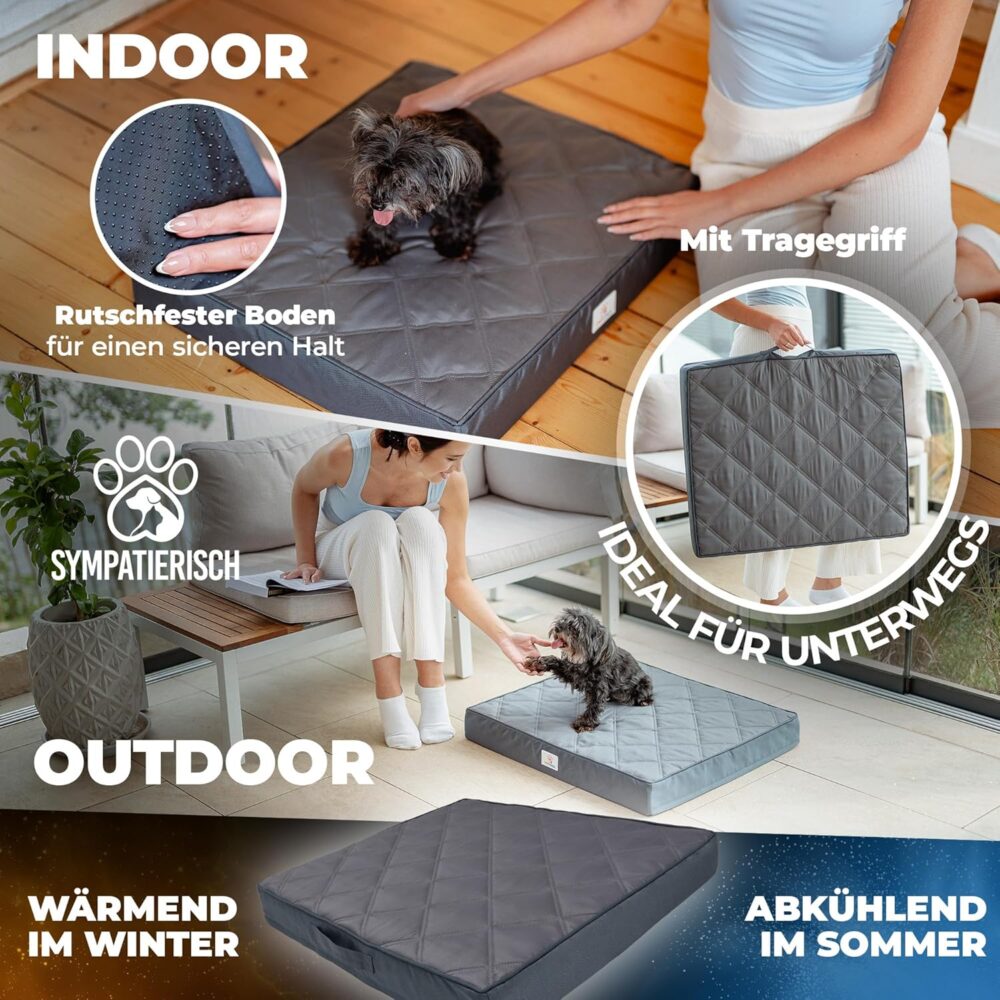 Orthopädisches Hundebett wasserdicht | Waschbares, rutschfestes Hundekissen 70x60x8 cm für kleine bis große Hunde, weiche Hundematte – Bild 4