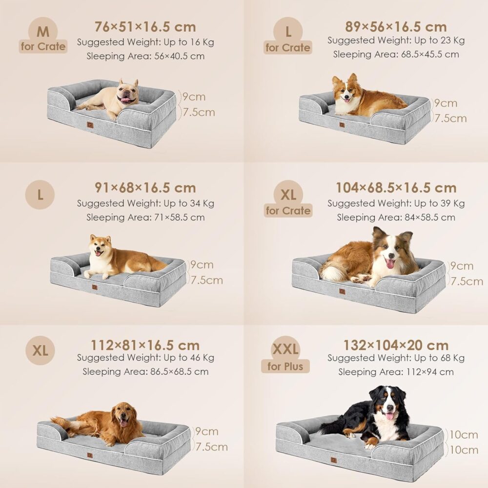 Orthopädisches Hundebett für große Hunde – Memory Foam Hundekorb, Waschbares wasserdichtes Hundesofa, Rutschfeste Hundecouch mit hohem Rand – Bild 8