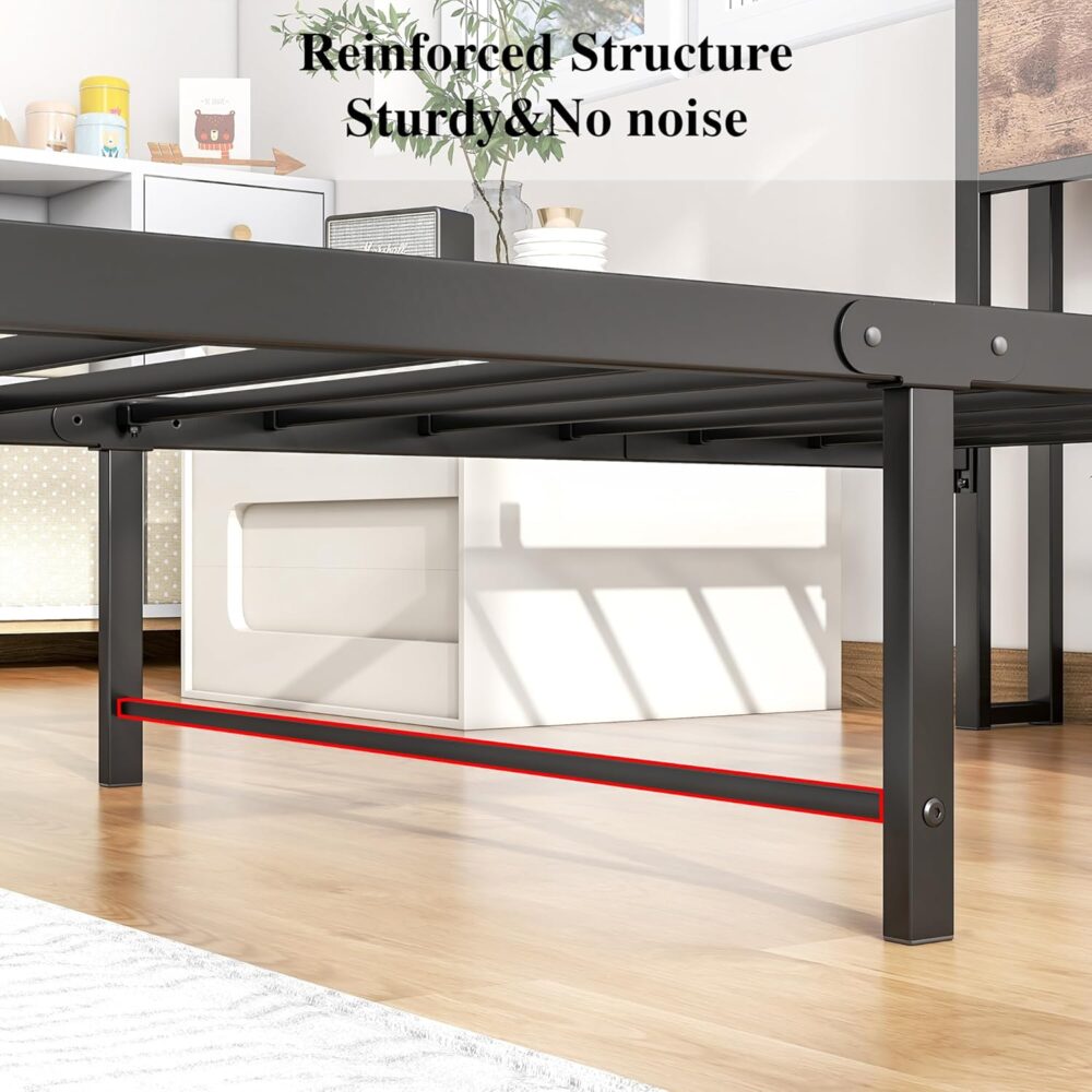 Metallbett 90x200 mit Lattenrost – Vintage Holz-Metall Bettrahmen Braun/Schwarz – Bild 5
