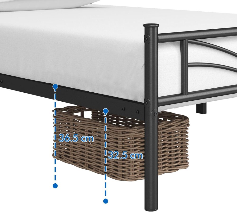 Metallbett 90x190 cm mit Lattenrost – Modernes Bettgestell für Schlafzimmer und Gästezimmer, Schwarzes Metallbett für Jugend- und Gästebett, Robust und Langlebig – Bild 5