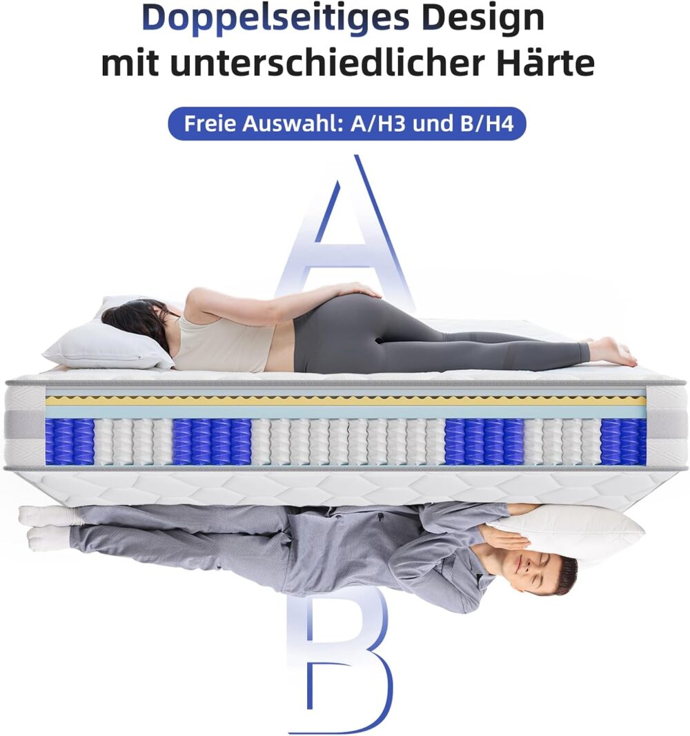 Taschenfederkernmatratze 90x200 cm H3 7-Zonen – Bild 5