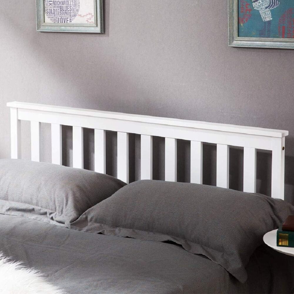 Weißes Massivholz Doppelbett 140x200 cm mit Lattenrost und hohem Kopfteil - Geeignet für Erwachsene, Kinder und Jugendliche – Bild 5