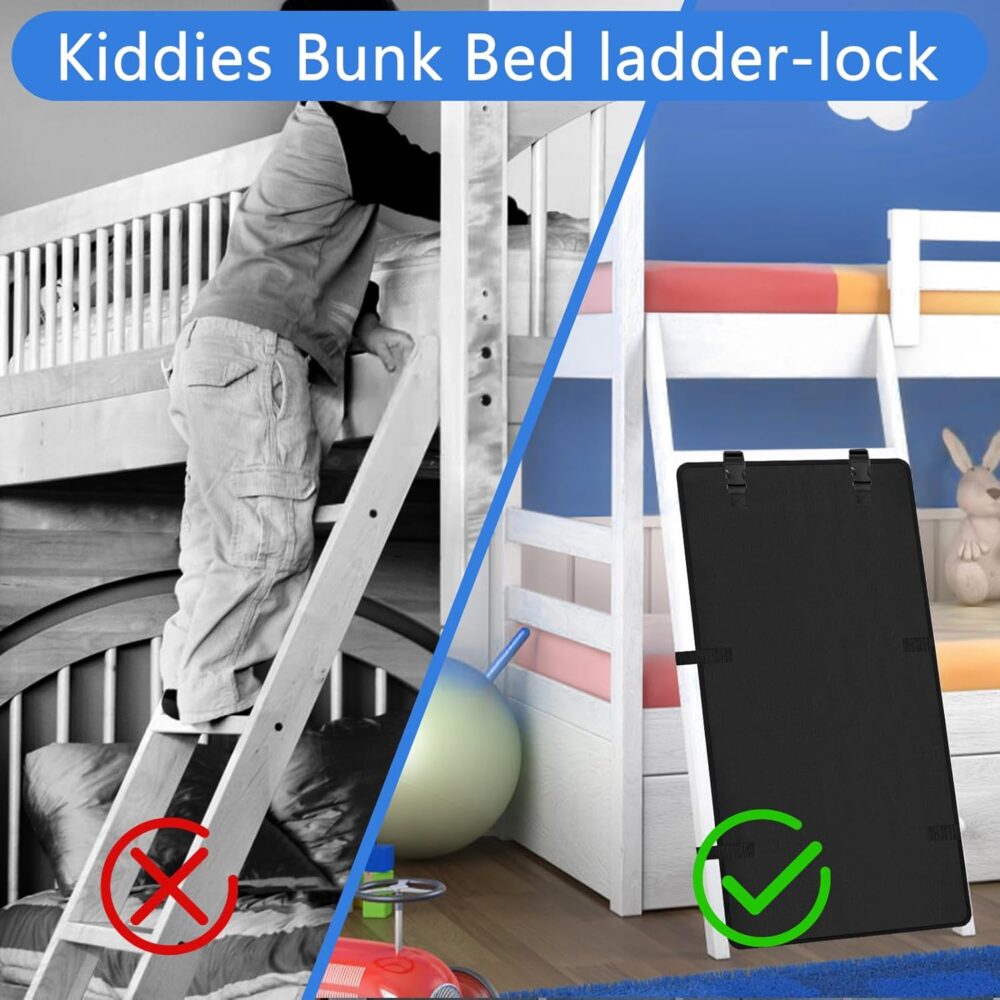 Sicherheitsabdeckung für Etagenbett-Leiter: Verhindert gefährliches Klettern von Kindern – Verstellbar mit sicheren Schnallen für Hochbetten. – Bild 5