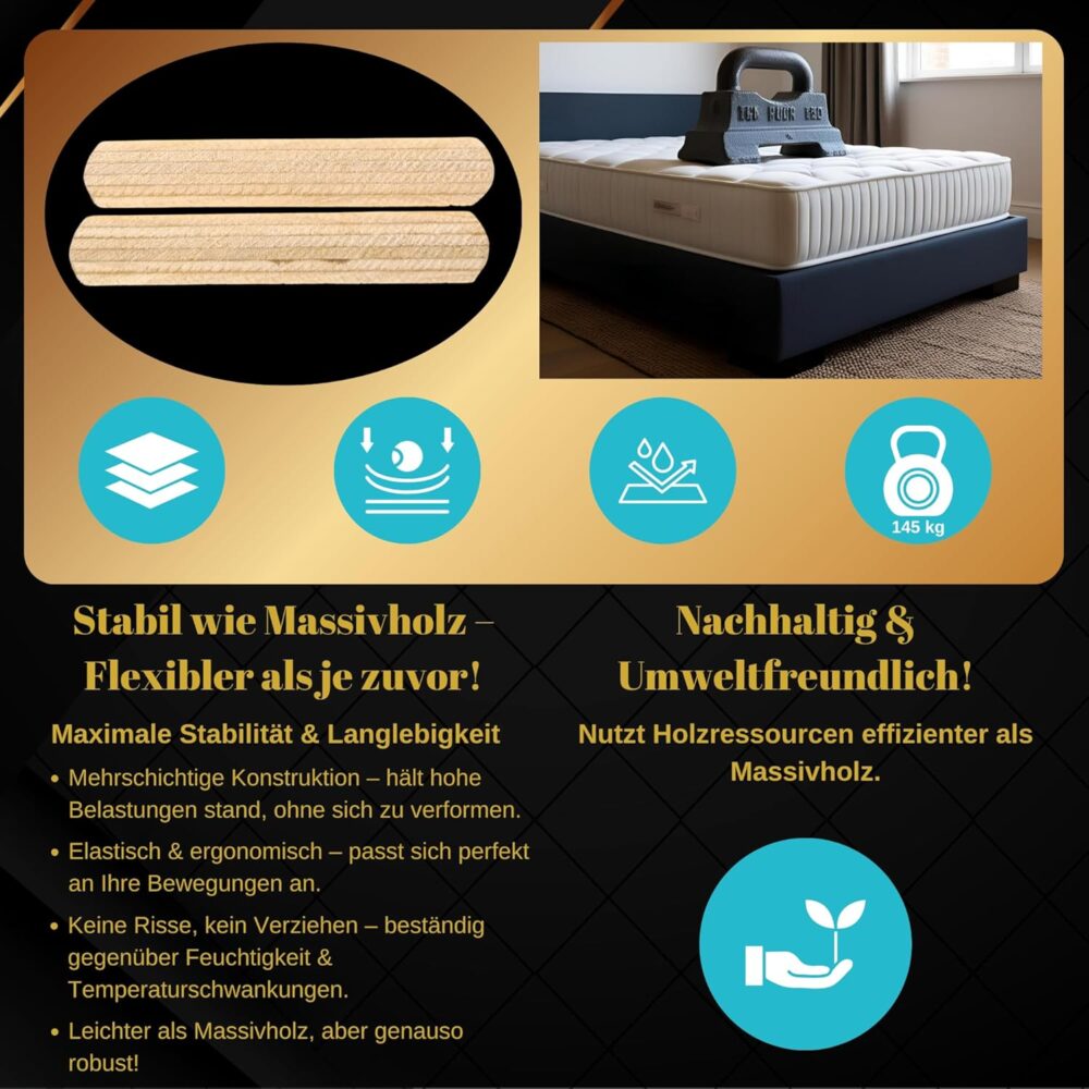 Rollrost 90x200cm: 18 Flexible Latten für optimale Unterstützung, Geräuscharme Konstruktion mit Dämpfungspads, Solider und Stabiler Lattenrost, Einfache Montage, Belastbarkeit bis 145kg. – Bild 5