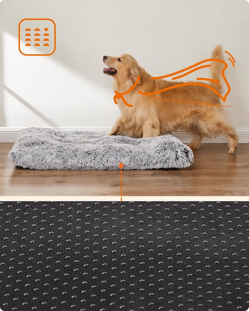 Flauschiges Hundebett: Hundekissen und flauschige Hundematte mit langem Plüsch (122 x 74 cm) – weiche Polsterung, waschbar, multifunktional, in Ombré-Grau. – Bild 5