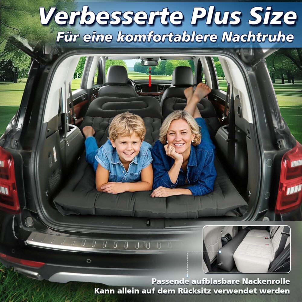 SUV Aufblasbare Matratze: 180x140cm Auto-Luftmatratze für Kofferraum – Inkl. Luftpumpe & 2 Kissen – Bild 4