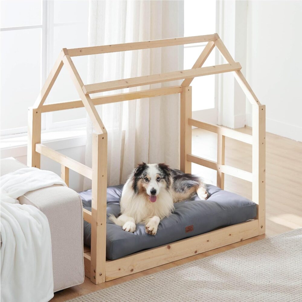 Hundekissen für große Hunde | Waschbare, wasserdichte Hundematte 111x89x10 cm, Outdoor geeignet, gepolstert in Grau, XXL Hundebett – Bild 5