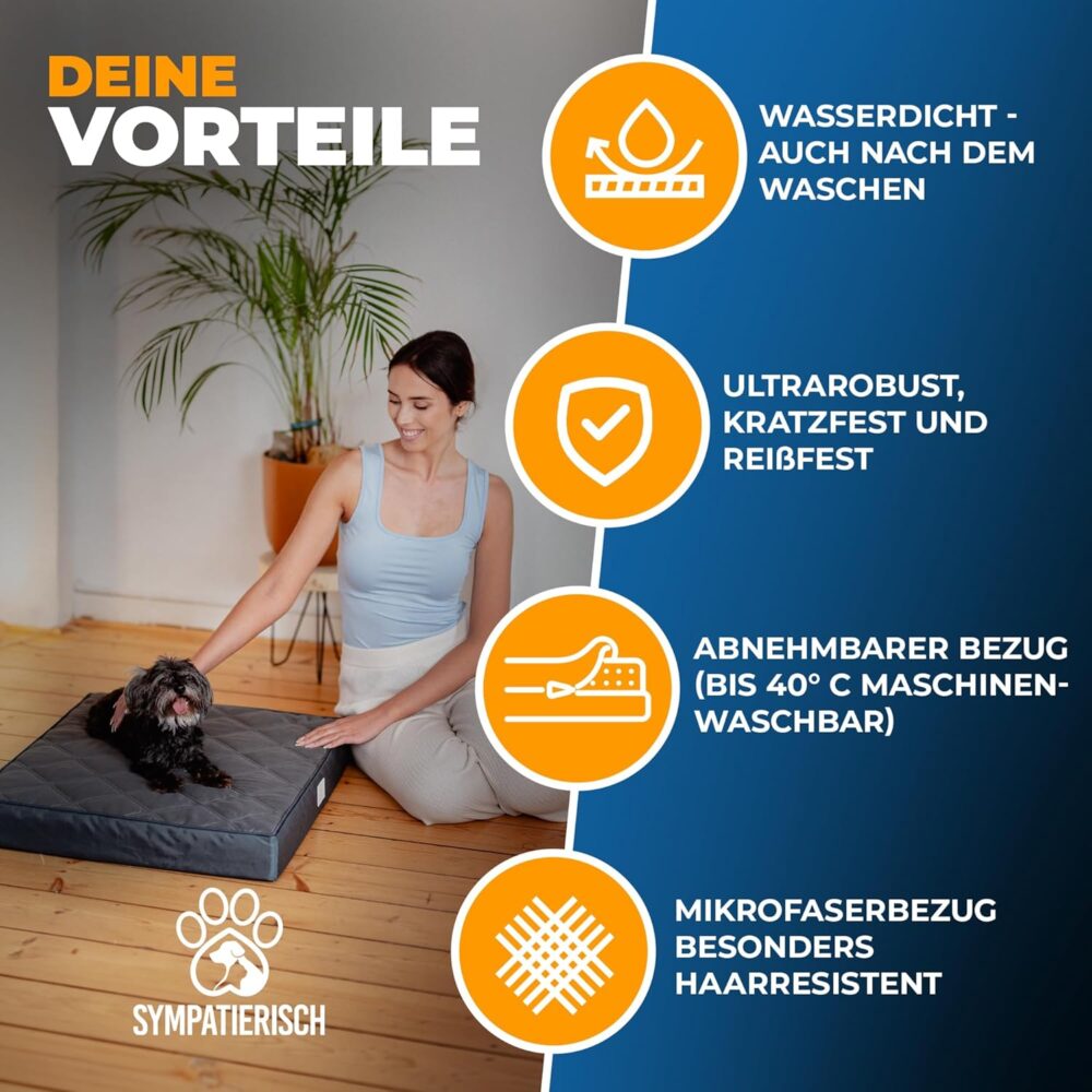 Orthopädisches Hundebett wasserdicht | Waschbares, rutschfestes Hundekissen 70x60x8 cm für kleine bis große Hunde, weiche Hundematte – Bild 5