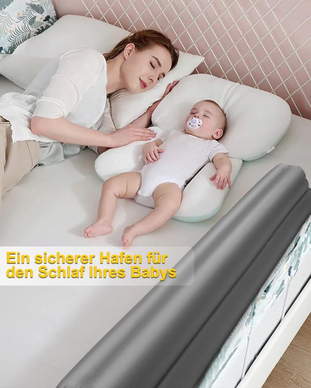Bettgitter für Kinder 180 cm – Rausfallschutz für Babys & Kleinkinder, Reisegeeignet mit Fußpumpe – Bild 6