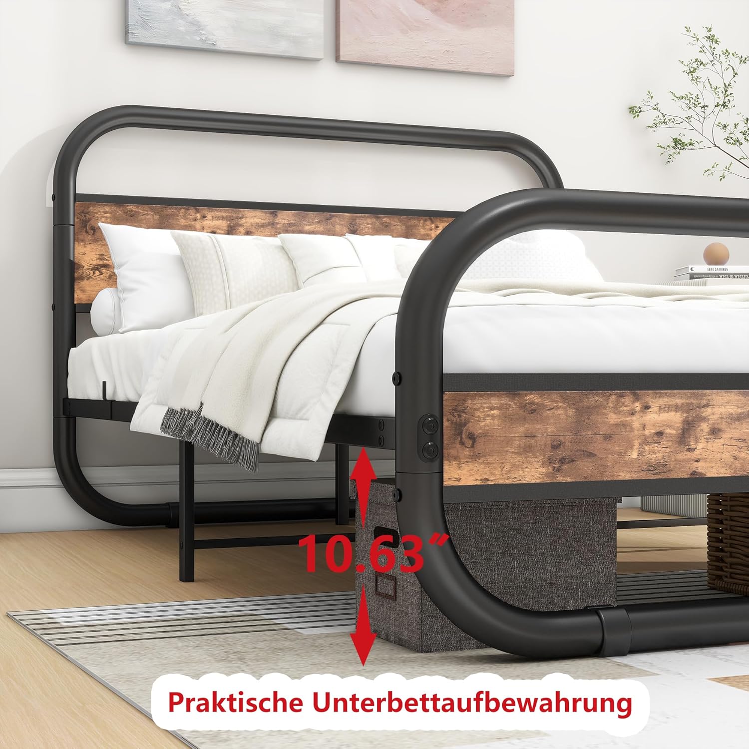 Metallbett 120x200 cm Braun mit Lattenrost – Bild 6