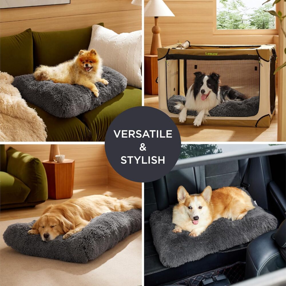 Flauschiges Hundebett für Große Hunde: Waschbar, Rutschfest, Plüsch Hundekissen (104x74x8 cm, Grau). – Bild 6