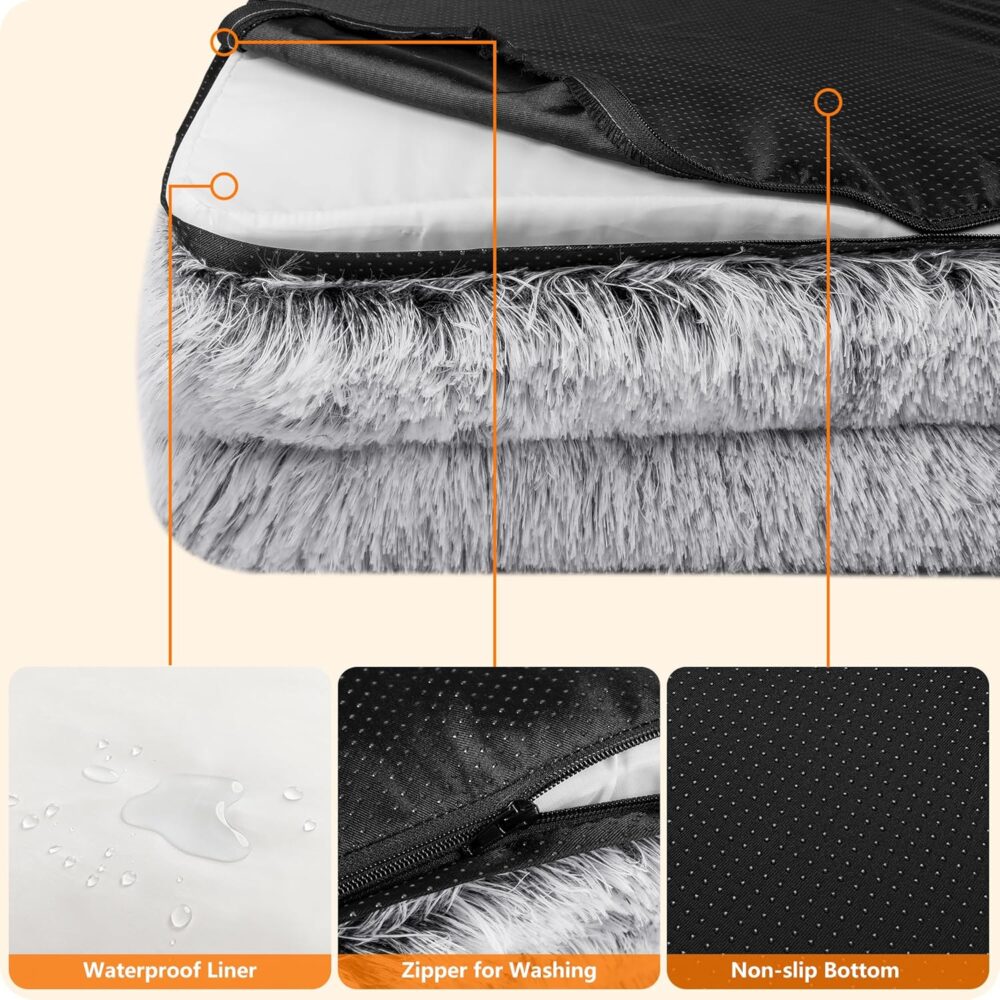 Orthopädisches Hundebett: Hundesofa mit hohem Rand, waschbarem Hundekissen und Hundekorb – ideal für mittelgroße bis große Hunde (106 x 80 x 20 cm, Hellgrau). – Bild 6