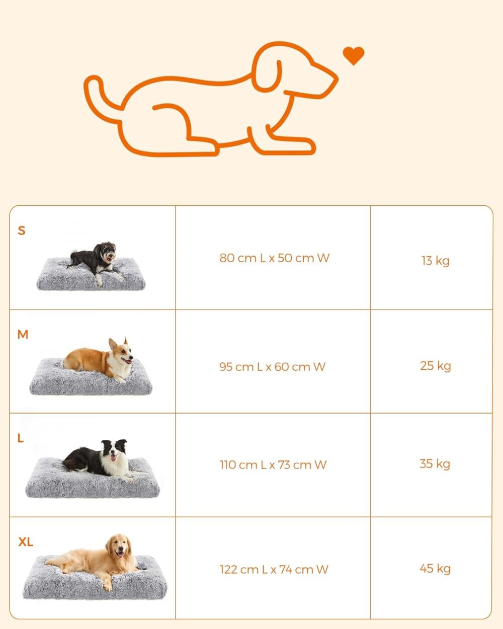 Flauschiges Hundebett: Hundekissen und flauschige Hundematte mit langem Plüsch (122 x 74 cm) – weiche Polsterung, waschbar, multifunktional, in Ombré-Grau. – Bild 6