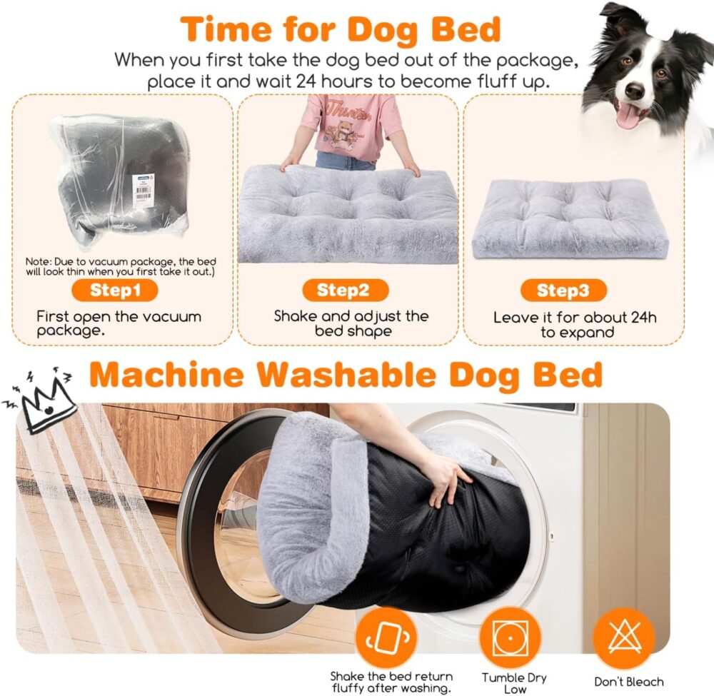 Hundebett: Waschbares XXL Hundebett (110x73x10 cm) für große Hunde – super weiches und flauschiges Anti-Angst Hundekissen mit rutschfestem Boden und Hundematte. – Bild 6