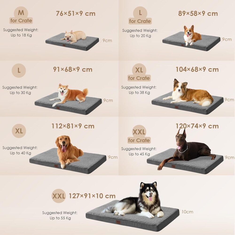 Orthopädisches Hundebett für mittelgroße Hunde | Flauschiges, waschbares Hundekissen mit abnehmbarem Bezug, ideal für Boxen und Kisten – Bild 6