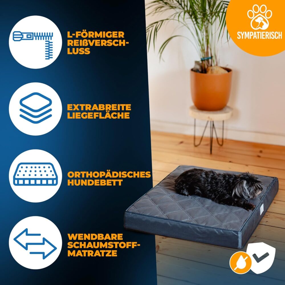 Orthopädisches Hundebett wasserdicht | Waschbares, rutschfestes Hundekissen 70x60x8 cm für kleine bis große Hunde, weiche Hundematte – Bild 6
