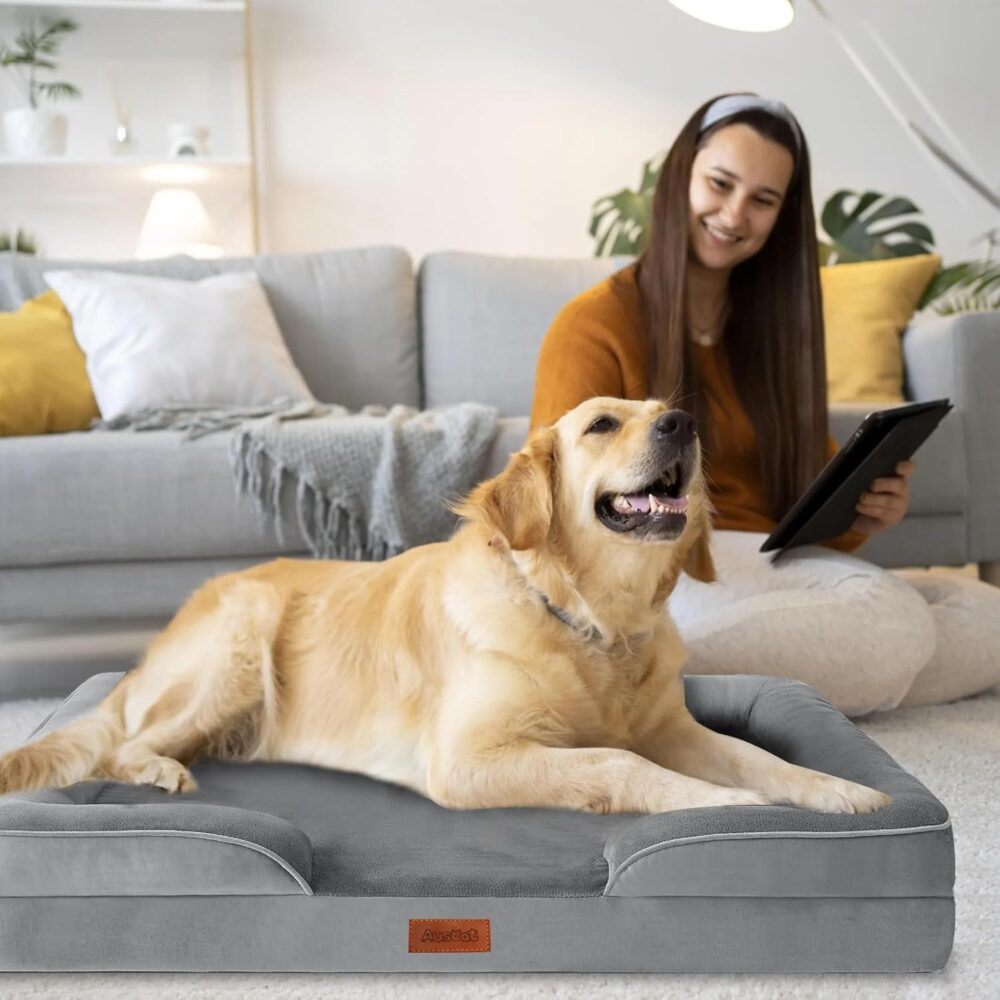 Orthopädisches Hundebett | wasserdicht & waschbar, rutschfestes Schaumstoffsofa für große & mittelgroße Hunde (88x64x20 cm) – Bild 7