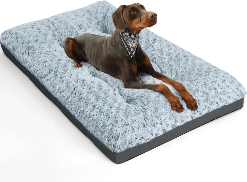 Hundebett für große Hunde – Flauschig, Wasserdicht, Waschbar, Rutschfest, 122x76 cm, Grau