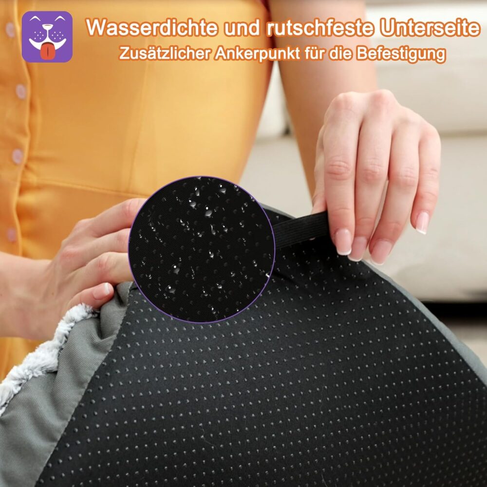 Hundebett für große Hunde – Flauschig, Wasserdicht, Waschbar, Rutschfest, 122x76 cm, Grau – Bild 3