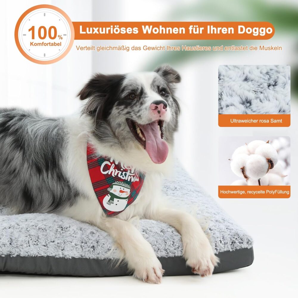 Hundebett für große Hunde – Flauschig, Wasserdicht, Waschbar, Rutschfest, 122x76 cm, Grau – Bild 4
