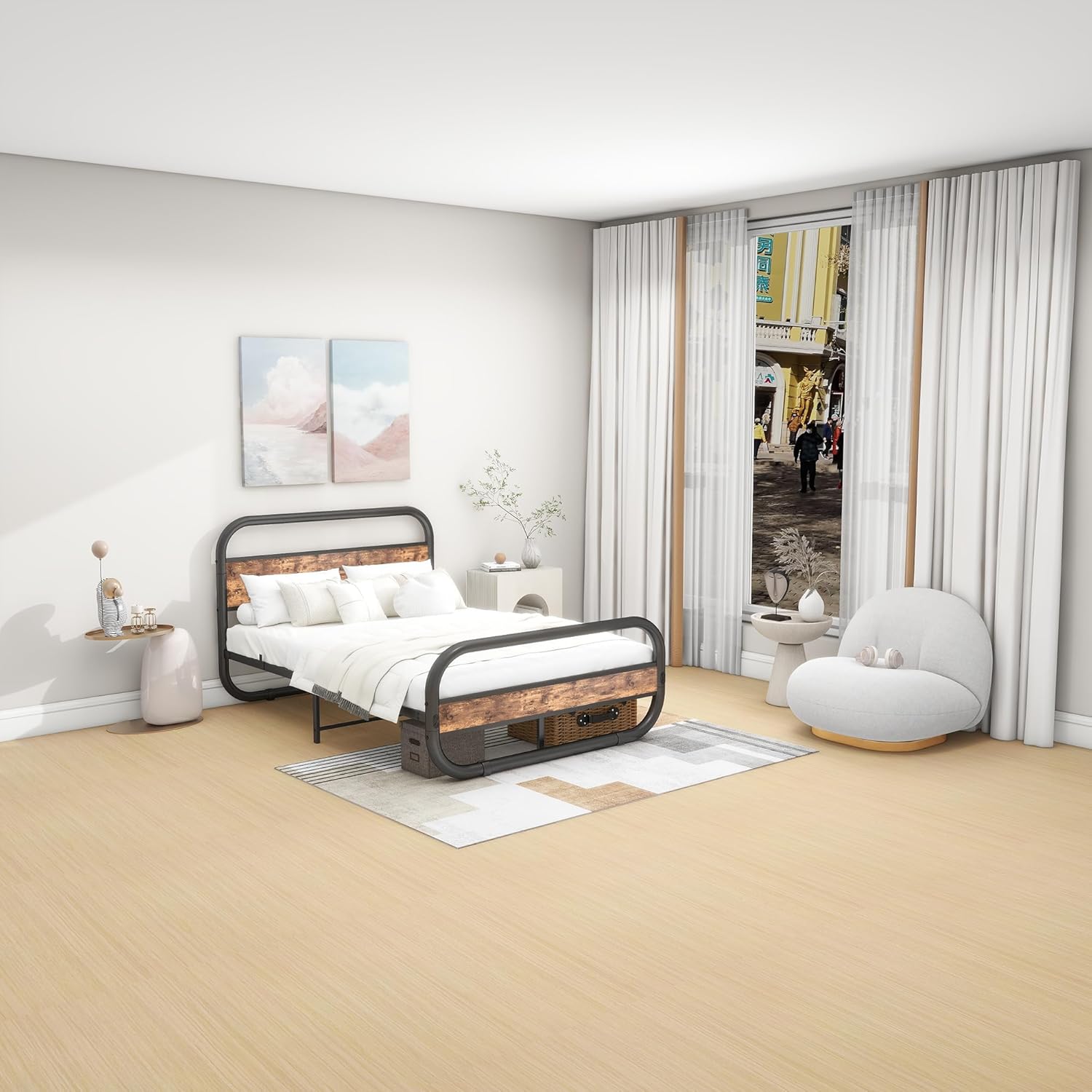 Metallbett 120x200 cm Braun mit Lattenrost – Bild 8