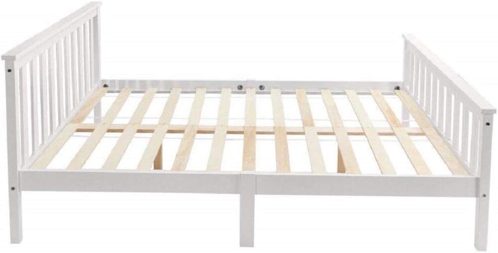 Weißes Massivholz Doppelbett 140x200 cm mit Lattenrost und hohem Kopfteil - Geeignet für Erwachsene, Kinder und Jugendliche – Bild 8