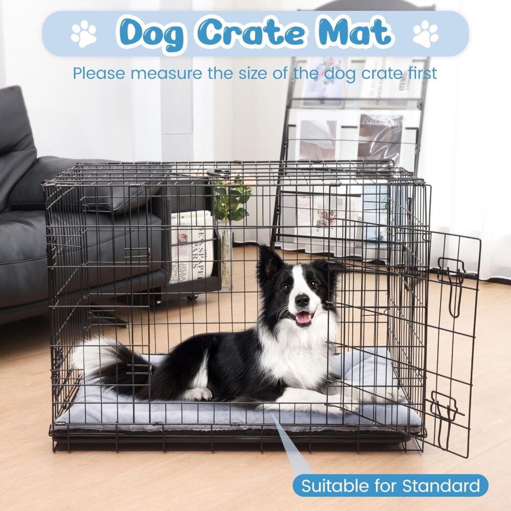 Hundebett für große Hunde (106x71 cm): Superweiches, waschbares Hundekissen und Katzenbett mit rutschfester Unterseite, in Grau. – Bild 7