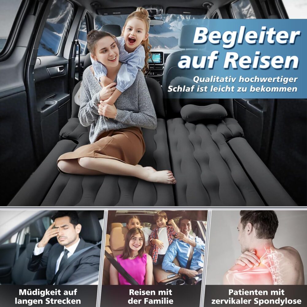 SUV Aufblasbare Matratze: 180x140cm Auto-Luftmatratze für Kofferraum – Inkl. Luftpumpe & 2 Kissen – Bild 7
