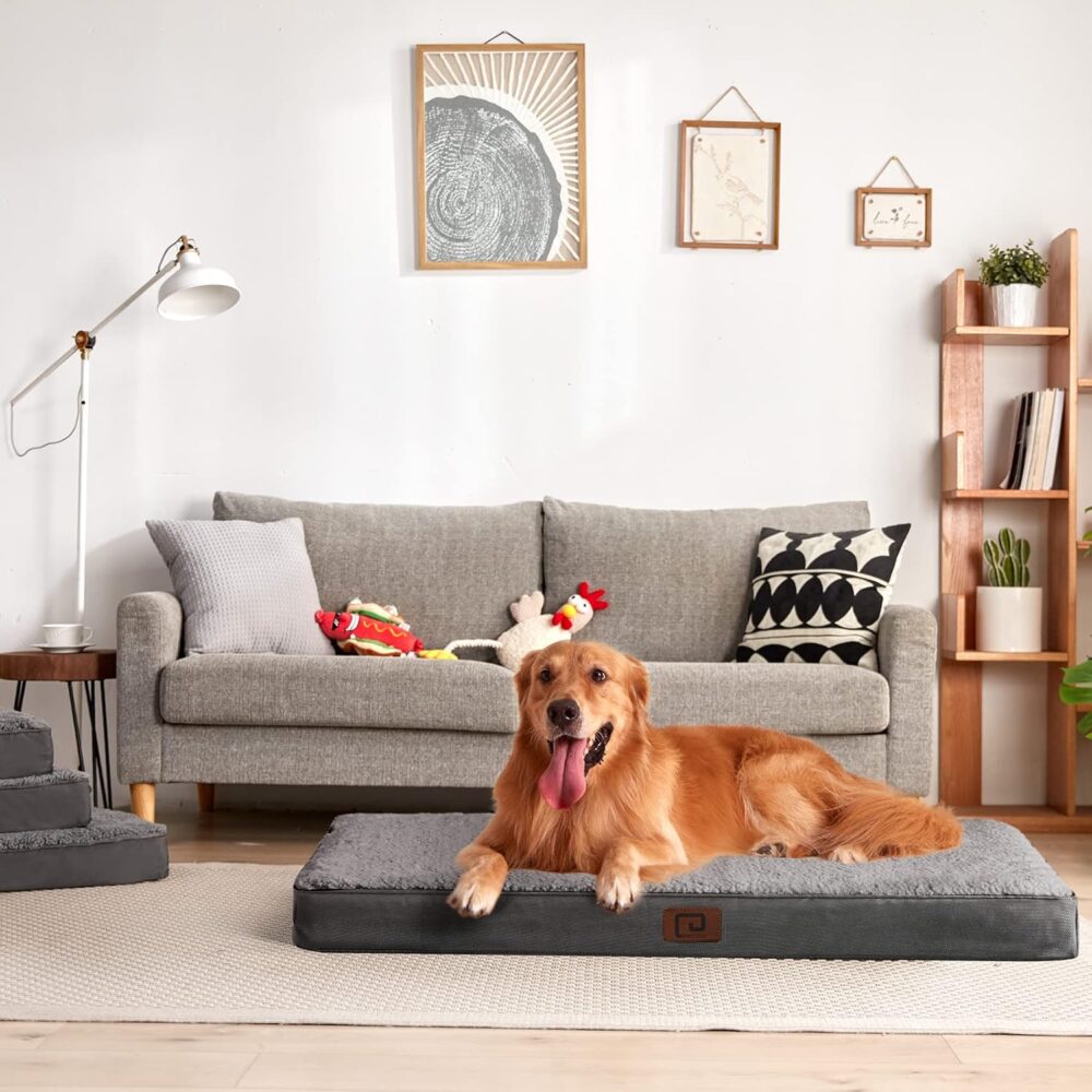 Orthopädisches Hundebett für mittelgroße Hunde | Flauschiges, waschbares Hundekissen mit abnehmbarem Bezug, ideal für Boxen und Kisten – Bild 8