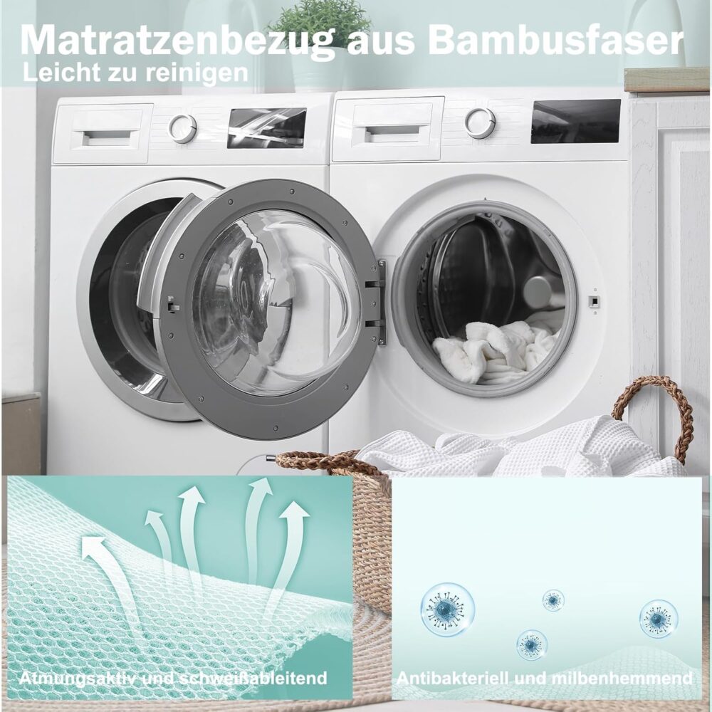 Matratze 90x200 cm Kaltschaum H2–H3 – 7-Zonen, 20 cm Höhe, Bambusbezug – Bild 7