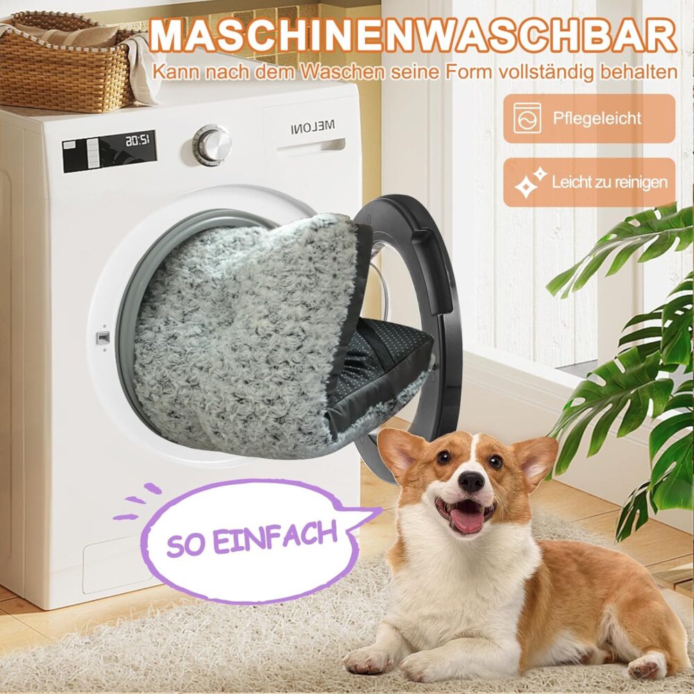 Hundebett für große Hunde – Flauschig, Wasserdicht, Waschbar, Rutschfest, 122x76 cm, Grau – Bild 5