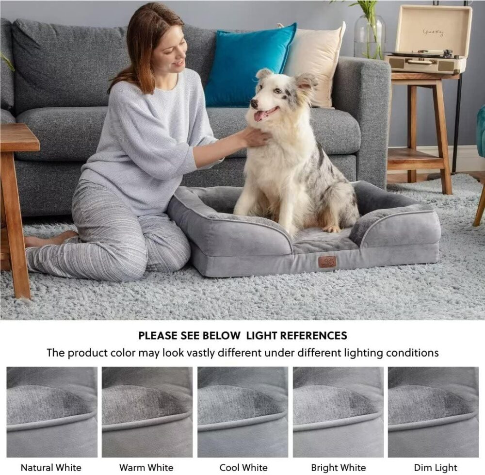 Orthopädisches Hundekissen für große Hunde | Waschbares Hundebett 89x56x8 cm mit 2-in-1 Memoryschaum in Dunkelgrau – Bild 8