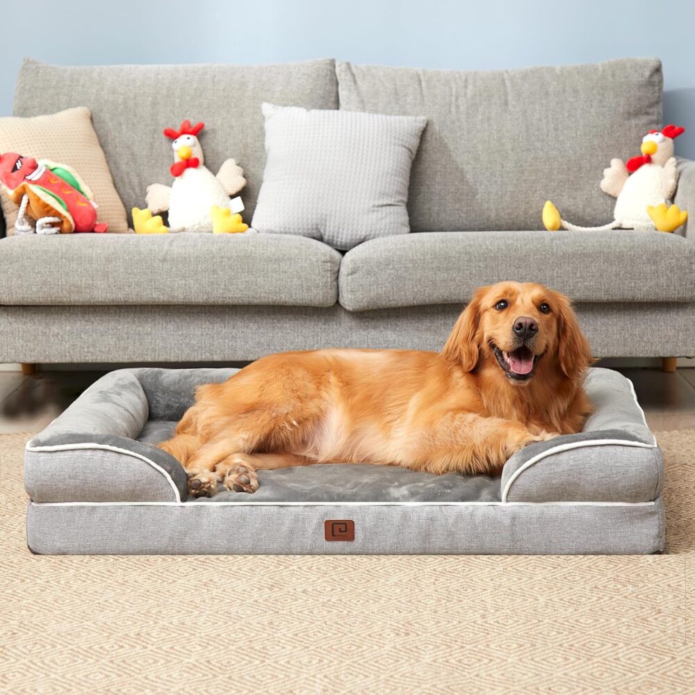 Orthopädisches Hundebett für große Hunde – Memory Foam Hundekorb, Waschbares wasserdichtes Hundesofa, Rutschfeste Hundecouch mit hohem Rand – Bild 2