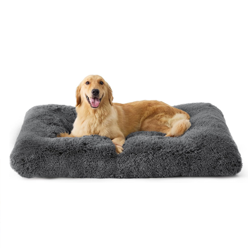 Flauschiges Hundebett 104x74 cm grau waschbar