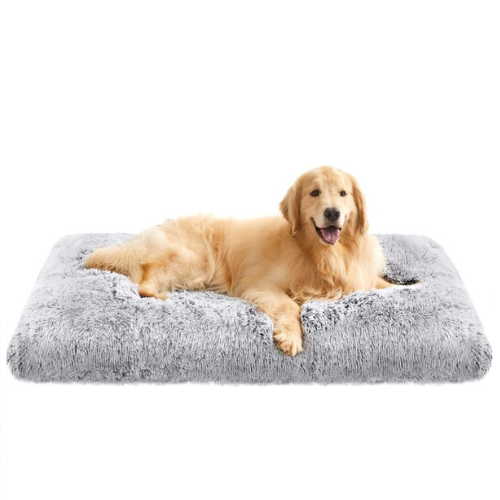 Flauschiges Hundebett 122x74 cm weich waschbar grau