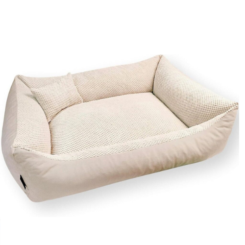 Flauschiges Hundebett 60x40 cm Mittelgroß Beige