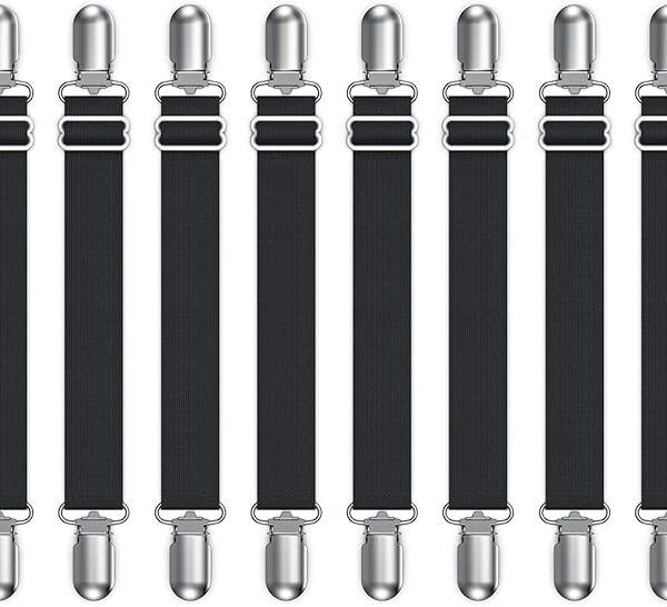 Verstellbare Bettlakenspanner – 8-teiliges Set in elegantem Schwarz