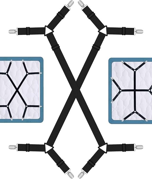 2er Set verstellbare Bettlakenspanner mit Metallclips