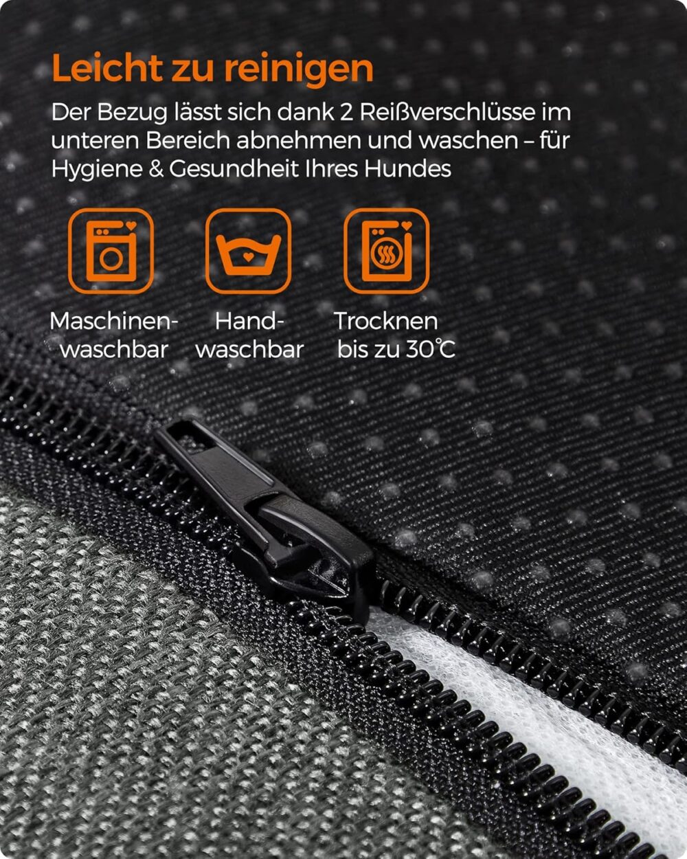 Hundebett XL 110x75x27 cm Hellgrau waschbar – Bild 3