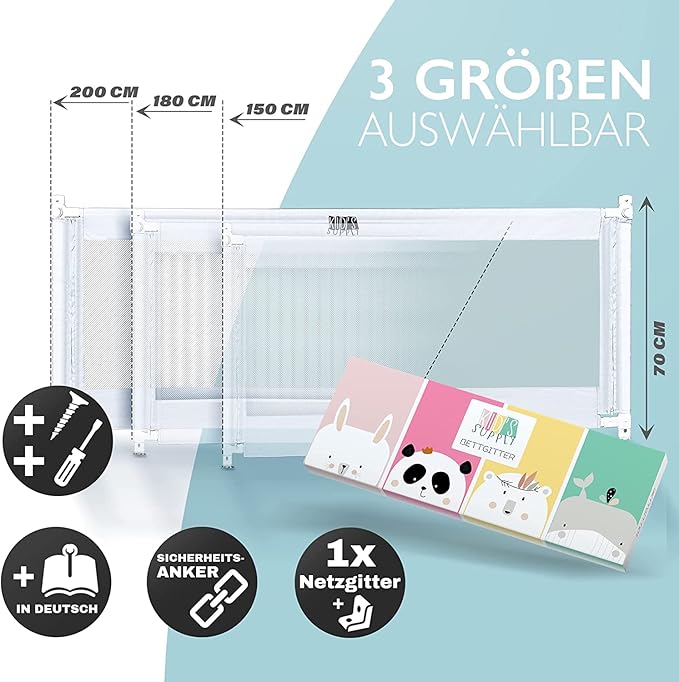 Verstellbares Sicherheitsbettgitter für Kinder – Bild 2