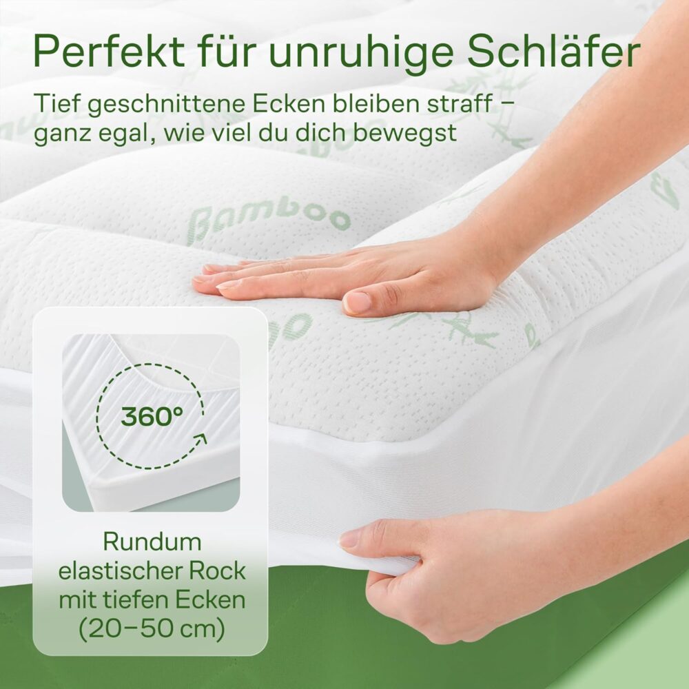 Bambus Topper 180x200 cm kühlend & atmungsaktiv – Bild 5