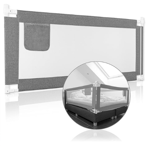 Bettgitter Grau 200 cm Rausfallschutz für Kinder