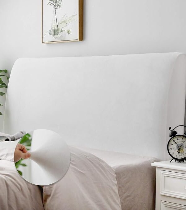 Stretch-Samt Kopfteilbezug Weiß 150-170 cm Queen Size