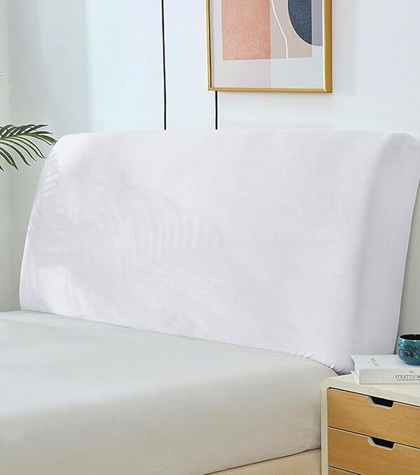 Stretch-Samt Husse Bettkopfteil 180-200 cm Weiß weich