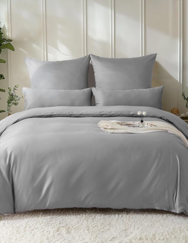 Bettwäsche-Set 135x200 Satin Baumwolle Dunkelgrau
